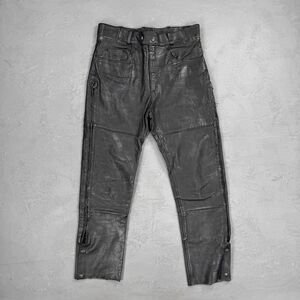Vintage Hudson Leather Black Genuine Leather Motorcycle Pants Men's 34